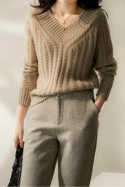 Knit Sweater with V-Neck for Women Romy