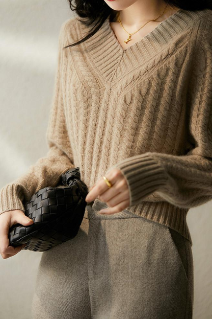 Knit Sweater with V-Neck for Women Romy