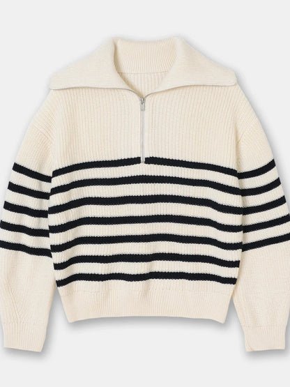 Knitted Women's Pullover with Zipper