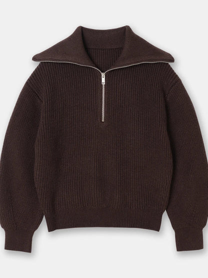 Knitted Women's Pullover with Zipper