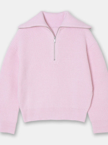 Knitted Women's Pullover with Zipper